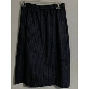 Vintage Black gray Pin Striped A-Line Skirt 9/10
